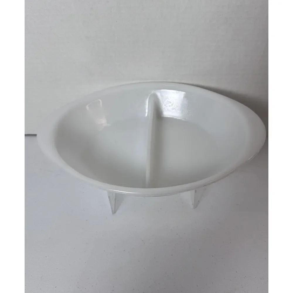 Glasbake Divided Casserole Dish J2352 Blue‎ Floral Design